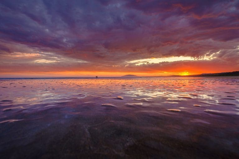 Sunset colour on Seven Mile Beach at Gerroa