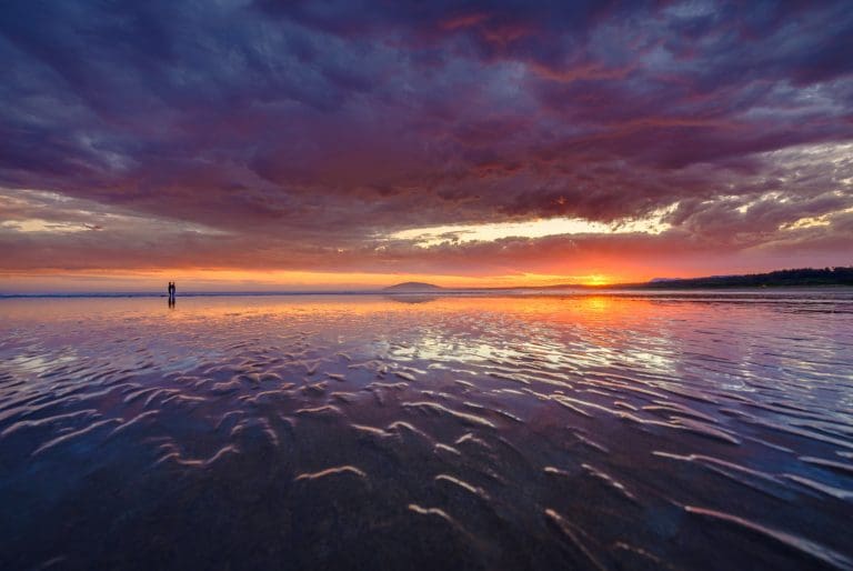 Sunset colour on Seven Mile Beach at Gerroa