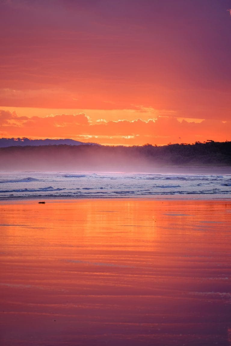Sunset colour on Seven Mile Beach at Gerroa