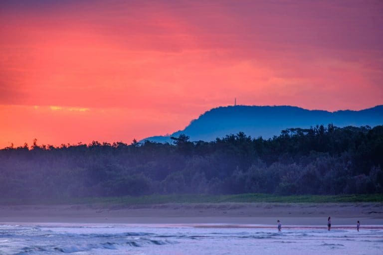 Sunset colour on Seven Mile Beach at Gerroa